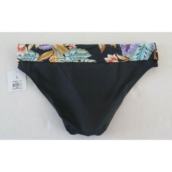 Skye SK68538 368 Size M Black Floral Mid Waist Fold Over Bikini Bottom - Picture 2 of 4